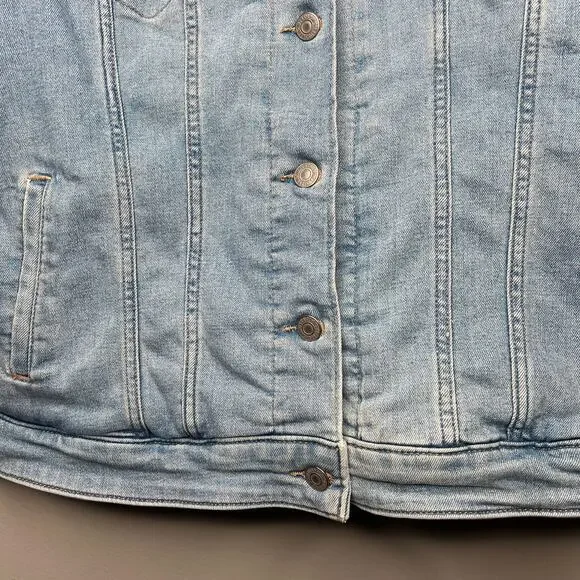 Levi's Denim Trucker Jacket Women's 2X Plus Size Sherpa Quilted Lined Blue Jean - Picture 4 of 10